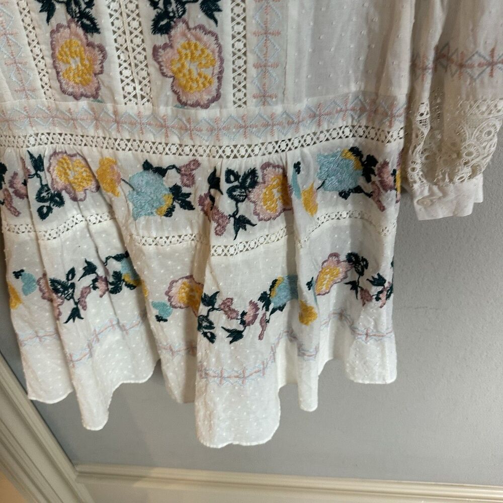 Tory Burch Embroidered Crotched Boho Hippie Tunic Mini Dress Women Size Small - Picture 9 of 9